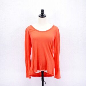 J. Crew Vintage Cotton Large Orange Scoop Neck Long Sleeve T-Shirt‎ Top
